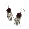 Halloween Fashion Skull Rose Earrings Pendant